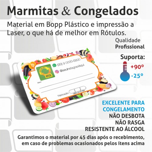 Rótulos Adesivos Etiquetas Personalizadas Marmita Fit e Congelados - 6x9 cm